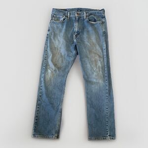 Levis 505 Jeans Straight Fit Blue Denim Men’s 34x30 Light Wash Work *Distressed
